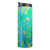 Impressionistisch blauw landschap met roze ventila thermosbeker (Geroteerd rechts)