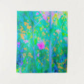 Impressionistisch blauw landschap met roze ventila wandkleed (Voorkant)