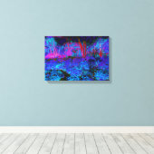Impressionistisch Donkerblauw en rood tuinlandscha Canvas Afdruk (Insitu (Houten vloer))
