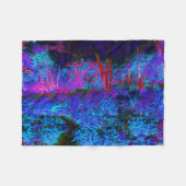Impressionistisch Donkerblauw en rood tuinlandscha Fleece Deken (Voorkant (Horizontaal))