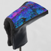 Impressionistisch Donkerblauw en rood tuinlandscha Golfheadcover (3/4 voorkant)