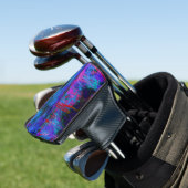 Impressionistisch Donkerblauw en rood tuinlandscha Golfheadcover (Insitu)
