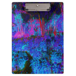 Impressionistisch donkerblauw en rood tuinlandscha klembord