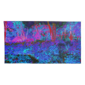 Impressionistisch Donkerblauw en rood tuinlandscha Kussensloop (Achterkant-Rechts)