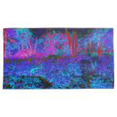 Impressionistisch Donkerblauw en rood tuinlandscha Kussensloop (Voorkant-Rechts)