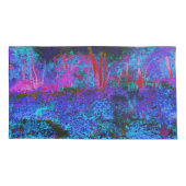 Impressionistisch Donkerblauw en rood tuinlandscha Kussensloop (Achterkant-Links)