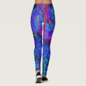 Impressionistisch Donkerblauw en rood tuinlandscha Leggings (Achterkant)