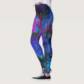 Impressionistisch Donkerblauw en rood tuinlandscha Leggings (Links)