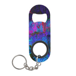 Impressionistisch donkerblauw en rood tuinlandscha mini flessenopener