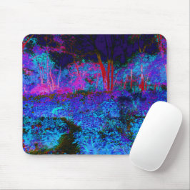 Impressionistisch Donkerblauw en rood tuinlandscha Muismat