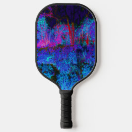 Impressionistisch Donkerblauw en rood tuinlandscha Pickleball Paddle
