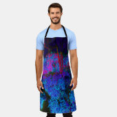 Impressionistisch Donkerblauw en rood tuinlandscha Schort (Gedragen)