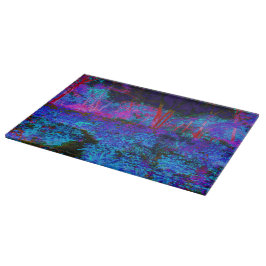 Impressionistisch donkerblauw en rood tuinlandscha snijplank