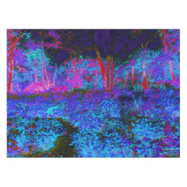 Impressionistisch donkerblauw en rood tuinlandscha tafelkleed