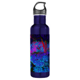 Impressionistisch Donkerblauw en rood tuinlandscha Waterfles