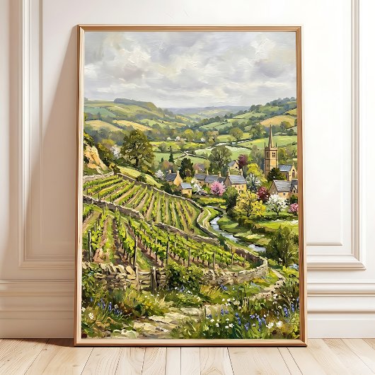 Impressionistisch dorpslandschap muurkunst poster