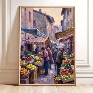 Impressionistisch dorpsmuurkunst Canvasprint kant- Poster