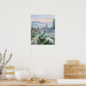 Impressionistisch dorpsmuurkunst Canvasprint Poster (Keuken)