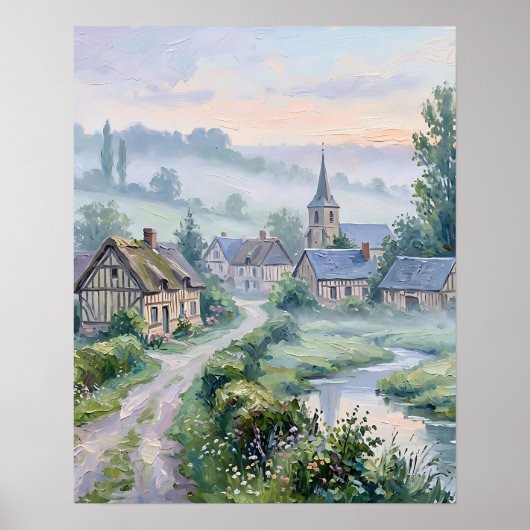 Impressionistisch dorpsmuurkunst Canvasprint Poster (Voorkant)