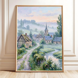 Impressionistisch dorpsmuurkunst canvasprint poster