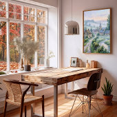 Impressionistisch dorpsmuurkunst canvasprint poster