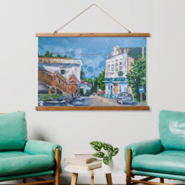Impressionistisch Europees Stadsgezicht Horizontaa Hangend Wandkleed