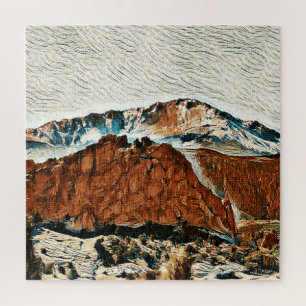 Impressionistisch gebergte Scene Puzzle Legpuzzel