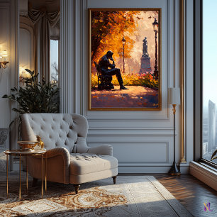 Impressionistisch geïnspireerde De Denker in de he Poster