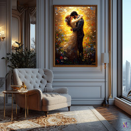 Impressionistisch geïnspireerde De Kus Poster
