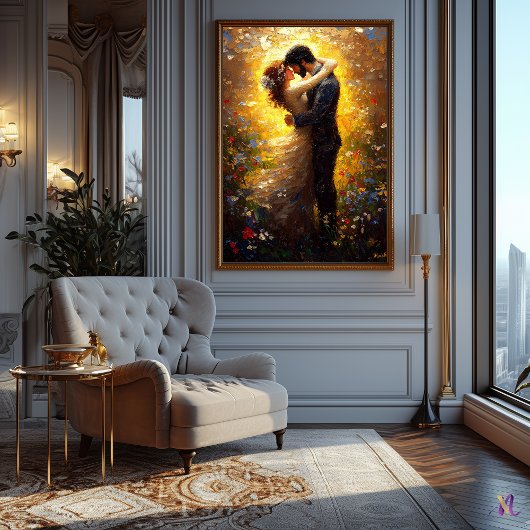 Impressionistisch geïnspireerde De Kus Poster