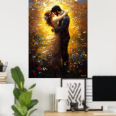 Impressionistisch geïnspireerde De Kus Poster (Thuiskantoor)