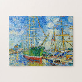 Impressionistisch hoog schip in de haven van Hambu Legpuzzel