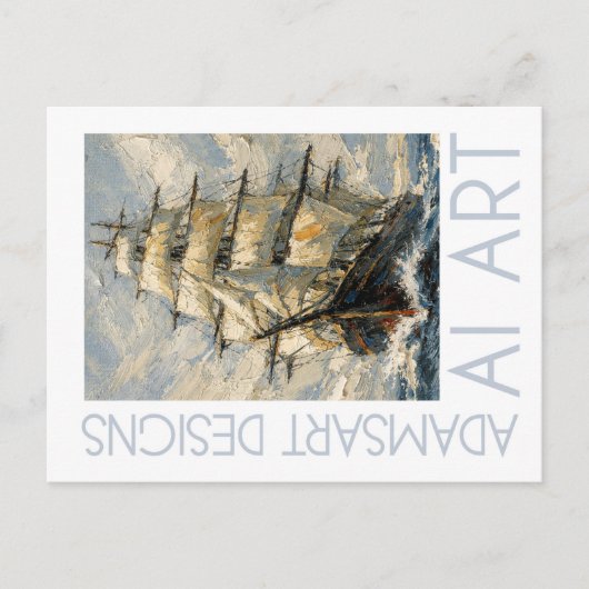 Impressionistisch hoogschip op zee Nautical Kunst Briefkaart (Voorkant)