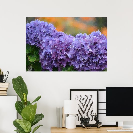 Impressionistisch Hydrangea-Poster Poster (Thuiskantoor)