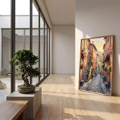 Impressionistisch Italiaans Rivièra-dorp muurkunst Poster