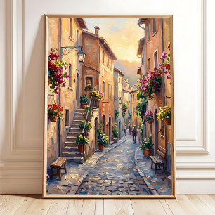 Impressionistisch Italiaans Rivièra-dorp muurkunst Poster