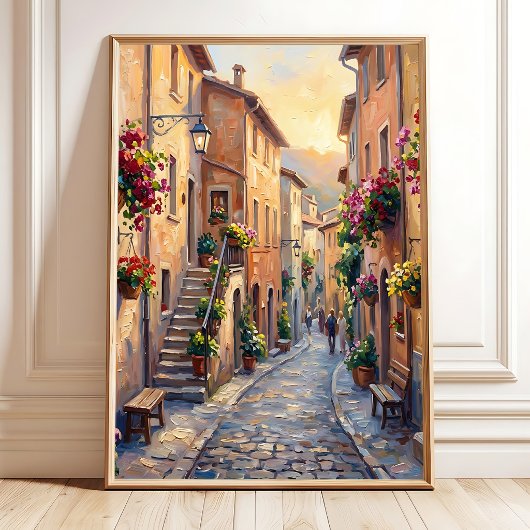 Impressionistisch Italiaans Rivièra-dorp muurkunst Poster