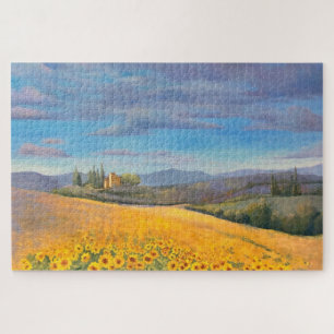 Impressionistisch Italië Zonnebloemenveld Olieverf Legpuzzel