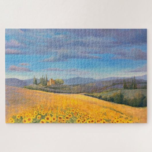 Impressionistisch Italië Zonnebloemenveld Olieverf Legpuzzel (Horizontaal)