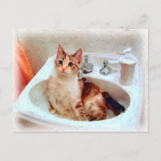 Impressionistisch kat in een Briefkaart met een zi (Voorkant)