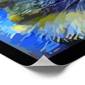 Impressionistisch kattenportret Blauw Geel Zwart Poster (Hoek)