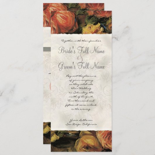 Impressionistisch koraal in gele roos - bruiloft u kaart (Voorkant / Achterkant)