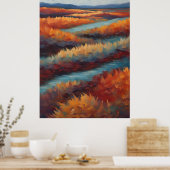 Impressionistisch landschap in herfstkleuren poster (Keuken)