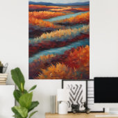Impressionistisch landschap in herfstkleuren poster (Thuiskantoor)