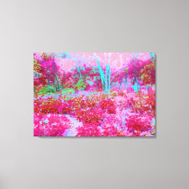 Impressionistisch landschap van rode en roze tuin canvas afdruk