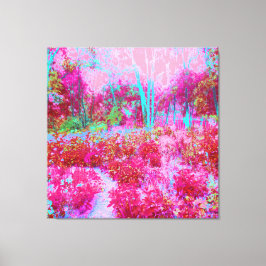 Impressionistisch landschap van rode en roze tuin canvas afdruk