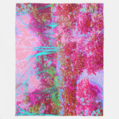 Impressionistisch landschap van rode en roze tuin fleece deken (Voorkant)