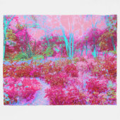 Impressionistisch landschap van rode en roze tuin fleece deken (Voorkant (Horizontaal))
