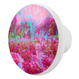 Impressionistisch landschap van rode en roze tuin keramische knop