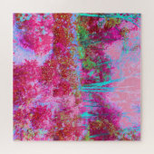 Impressionistisch landschap van rode en roze tuin legpuzzel (Horizontaal)